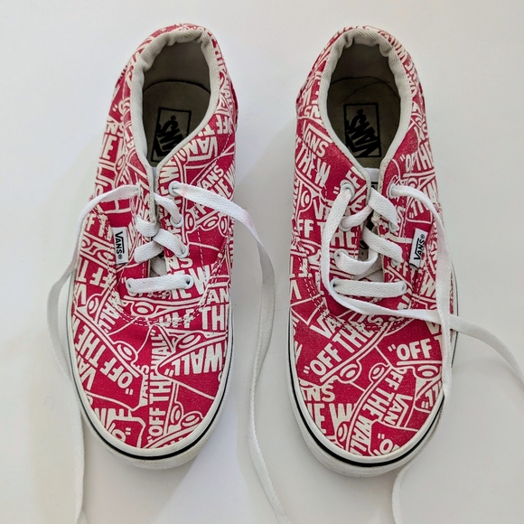 VANS "Off The Wall" Graphic Red and White Skateboard Sneakers For Kids - Picture 7 of 10